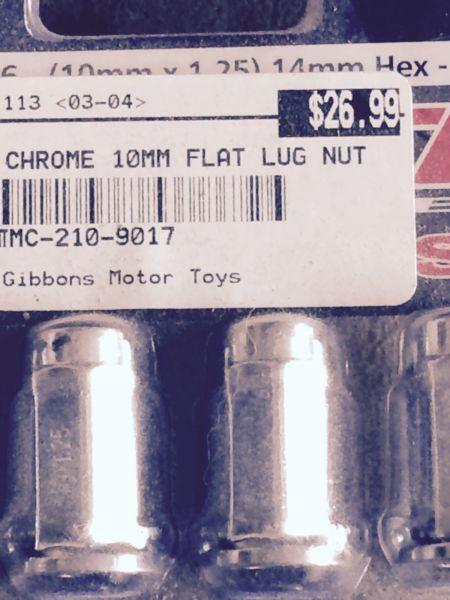 Chrome 10mm Flat Lug Nuts