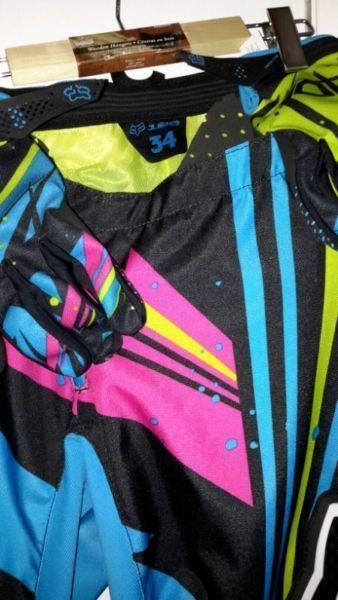 Adult size fox racing pants, jersey and gloves