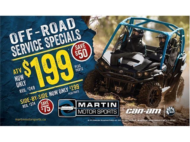 Off-Road Service Specials - ATV for $199, Side-by-Side for $299