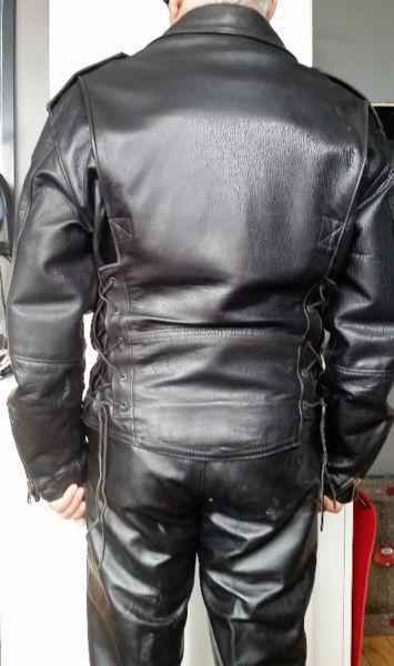 Leather jacket; leather vest; leather pants