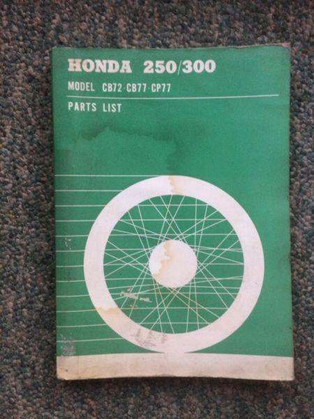 1964 Honda 250 300 Parts List Hawk Superhawk