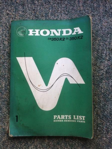 1970 Honda CB350 Parts List