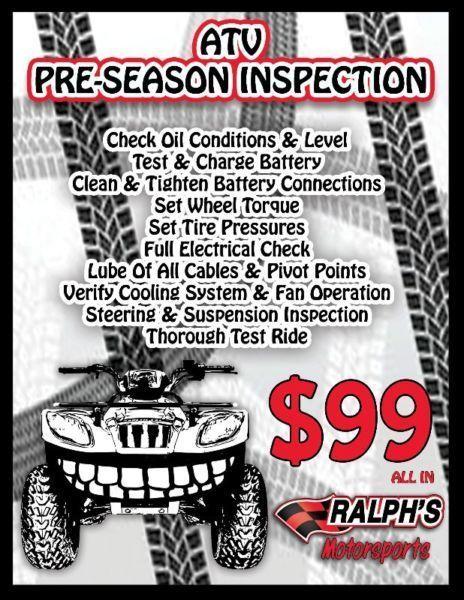 ATV PreSeason Inspection - $99 ALL IN