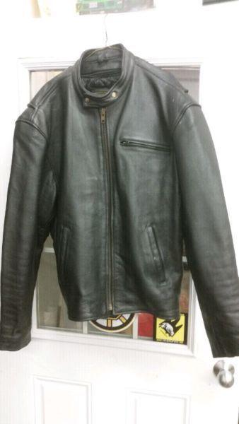 Men's leather motorcycle jacket