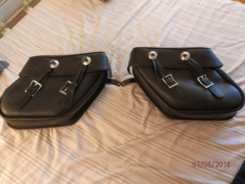 Motorcycle Leather Saddle Bags with hardware - Price Reduced