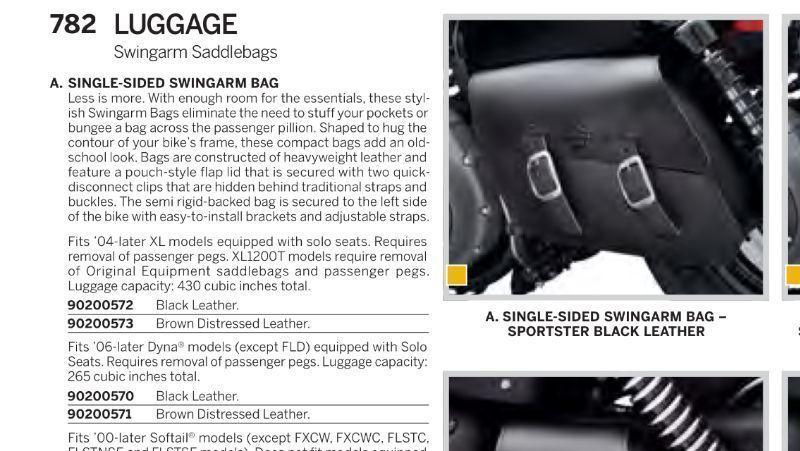 Single sided swingarm bag - sportster - black