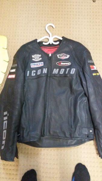 Icon leather motorcycle jacket