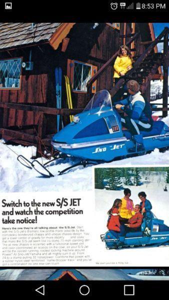 1972 sno jet ssjet with a 396 yamaha twin only made for two year