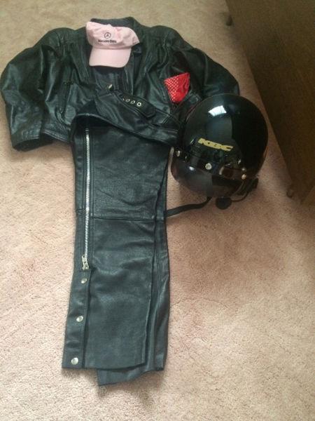 Motorcycle Jacket\chaps and helmet-his and hers
