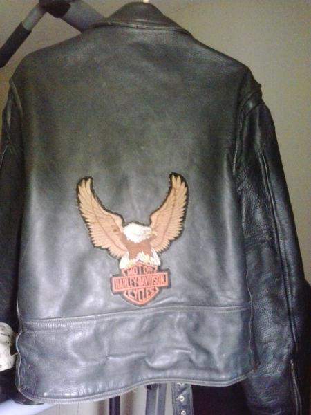 Leather jacket with H-D patch