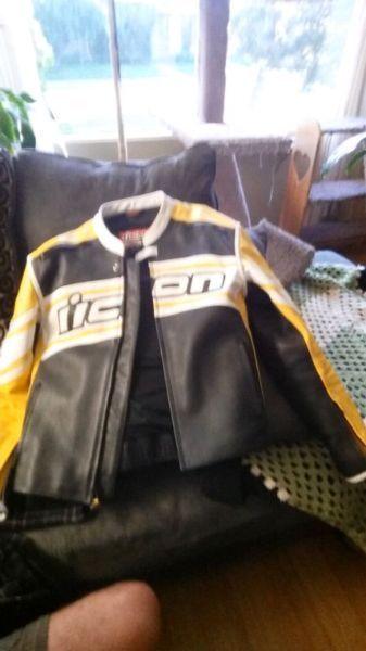 Icon leather jacket with armor and liner for those cold morning