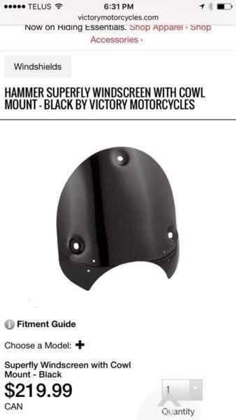 Victory Superfly Windscreen with Cowl Mount - Black