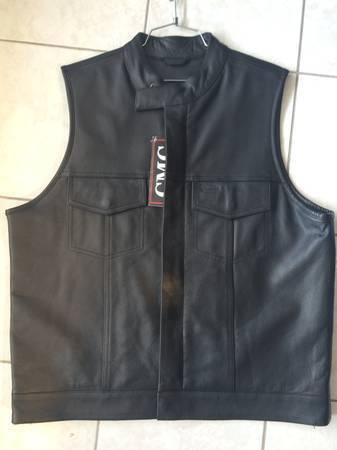 Leather Zip & Snap Motorcycle Vest