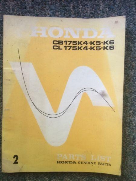 1969-1973 Honda CB175 CL175 Parts List