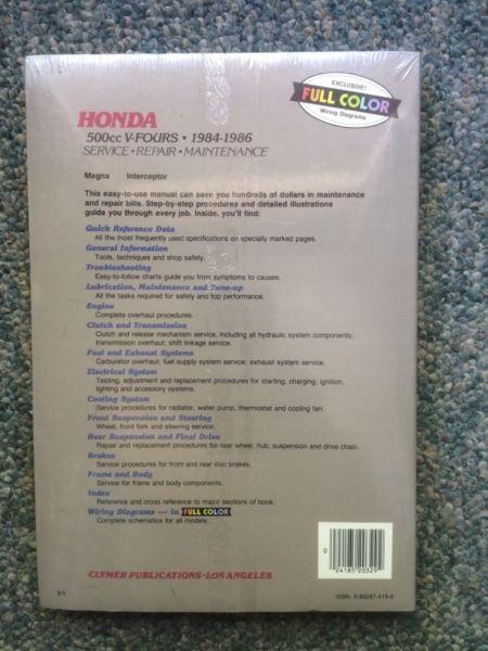 Honda V-Fours Clymer Service Repair Manual
