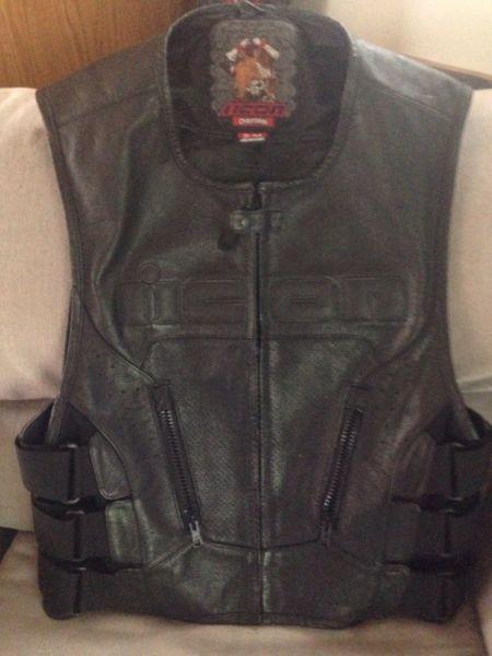 Icon leather riding vest