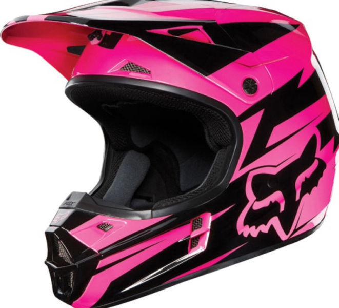Women's large pink Fox racing helmet