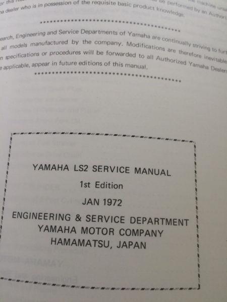 1972 Yamaha LS2 100 Service Manual