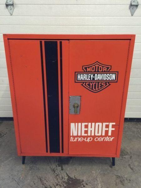 Harley Davidson metal parts cabinet