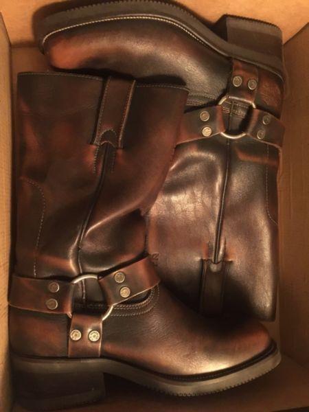 Ladies leather Harley Davidson boots and Harley Davidson Helmet