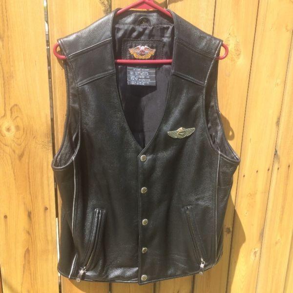 HARLEY 100th ANNIVERSARY LEATHER JACKET & VEST SIZE LARGE