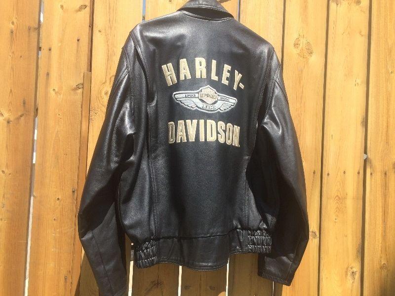 HARLEY 100th ANNIVERSARY LEATHER JACKET & VEST SIZE LARGE