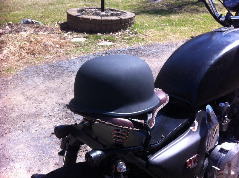 Flat black german motorcycle helmet