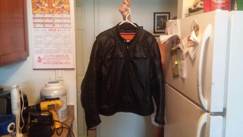 Men's black leather motorcycle jacket for sale