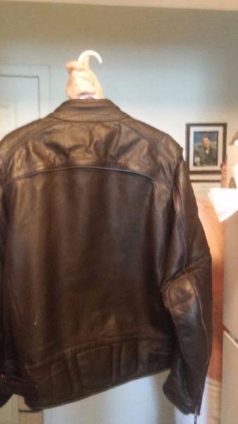Men's black leather motorcycle jacket for sale