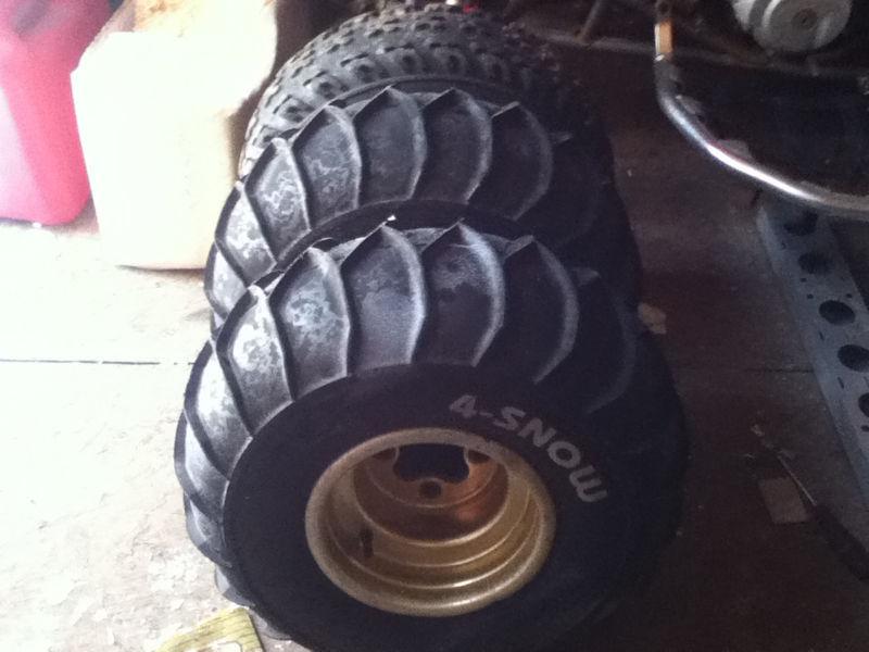 Gold 250r ATC Rear Rims With 4Snow Paddle Tires