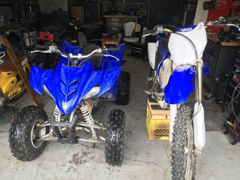 2007 yz450f and 2005 raptor 350 pair