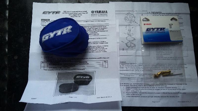 TTR110 new GYTR carburetor jet kit & air filter