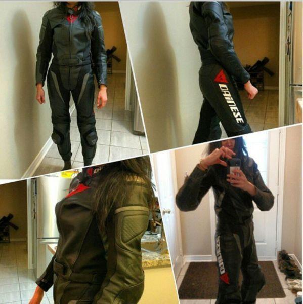 Black Dainese avro 2 piece leather race suit size 40 - lady