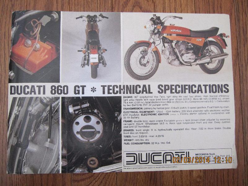 Ducati 860 Spec Sheet