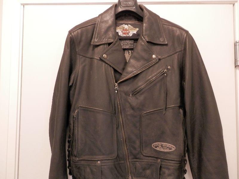 Harley Davidson Distressed Leather Jacket Size Large