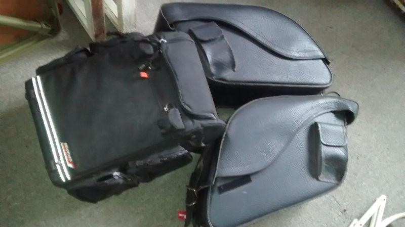 saddle bags and sissy bar bag