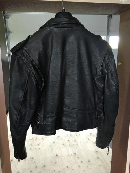 Youth size XL or ladies size XS Leather Motorcycle jacket