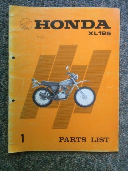 1973 Honda XL125 Parts List