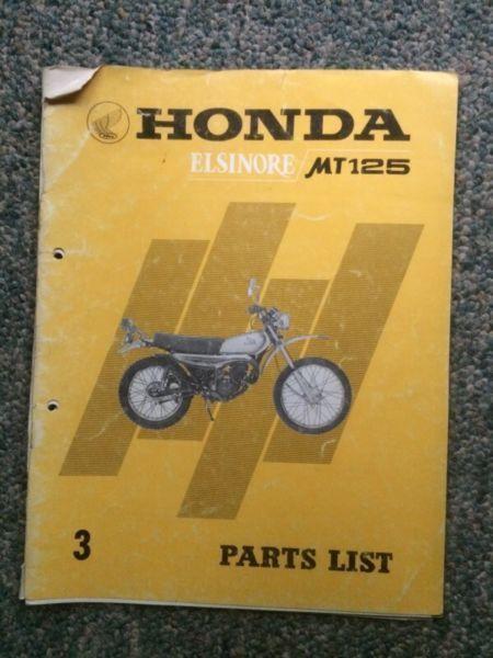 1974 Honda Elsinore MT125 Parts list
