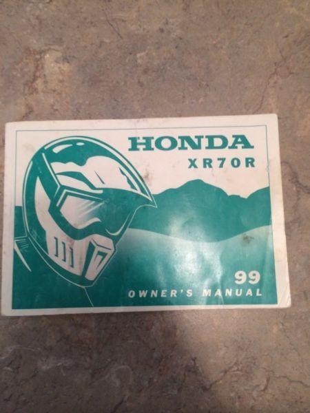 1999 Honda xr 70 r owners manual