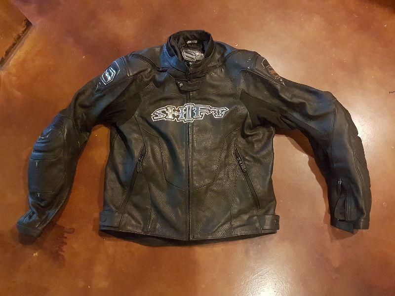 Shift black leather motorcycle jacket size L