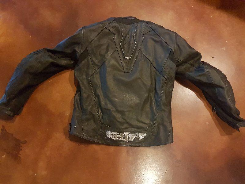 Shift black leather motorcycle jacket size L