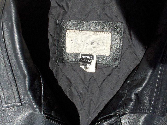 RETREAT Men's XXXL 54 - 58 Black Leather Jacket