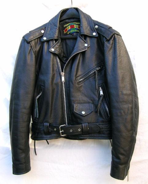 Classic Putnam Leather Gold Motorcycle Jacket (Large)