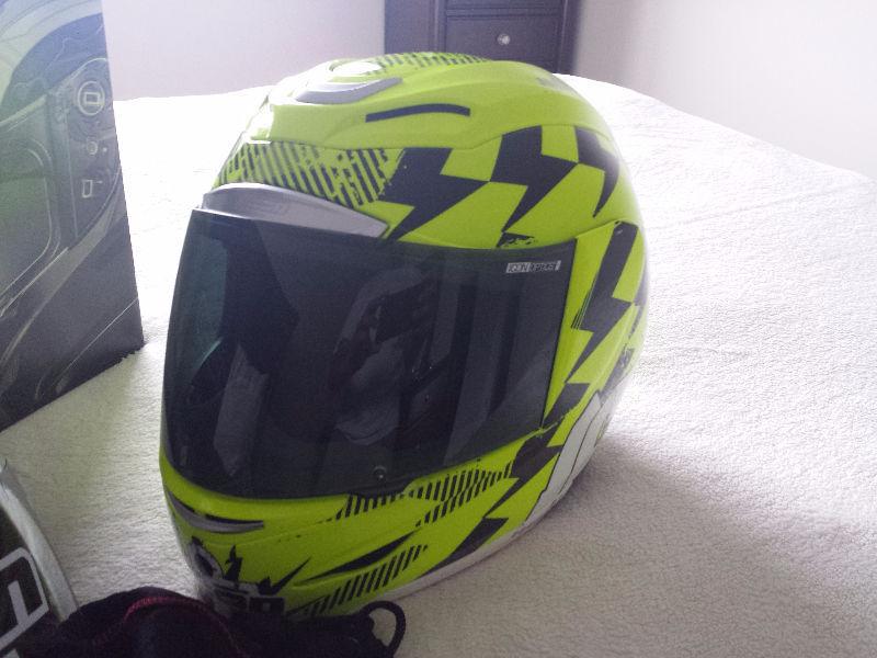 ICON Airmada Stack Yellow Hi-Viz Motorcycle Helmet Medium