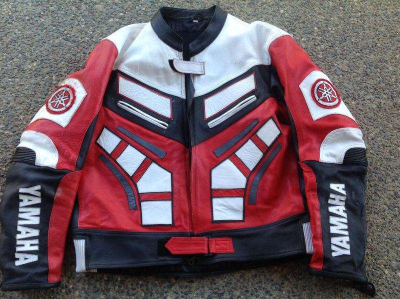 Yamaha leather street jacket red white black racing colour