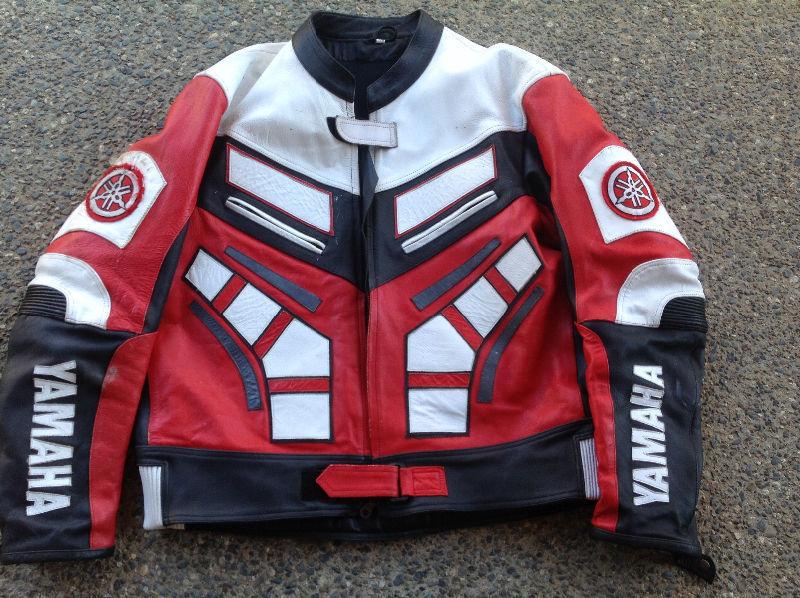 Yamaha leather street jacket red white black racing colour