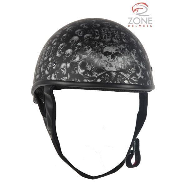 DOT Low Profile Motorcycle Helmet With Skull