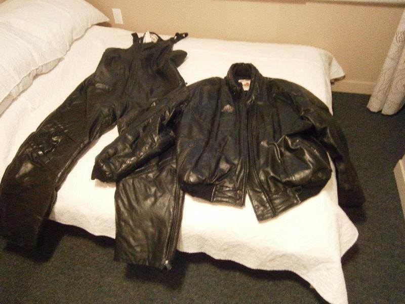 3XL Black Leather Snowmobile Suit