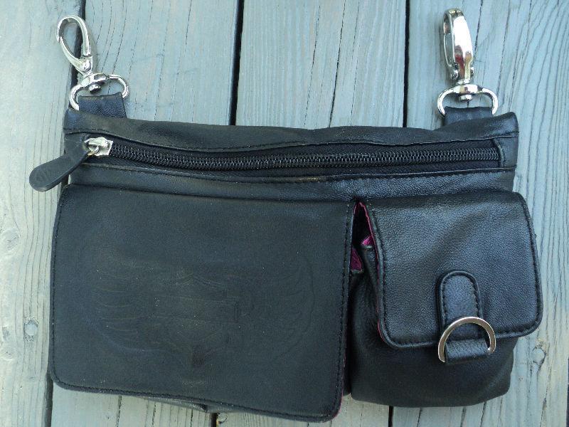LADIES HD personal side bag BLACK with PINK lining